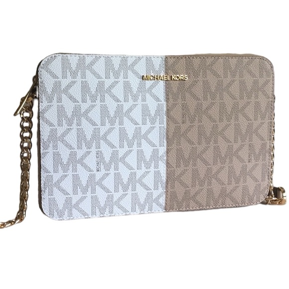 Michael Kors Jet Set Camel Colorblock Multi Crossbody Bag NWT FIRM - Picture 1 of 6
